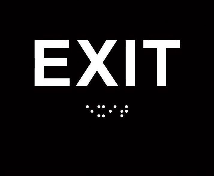 Black Exit Route ADA-Braille Sign